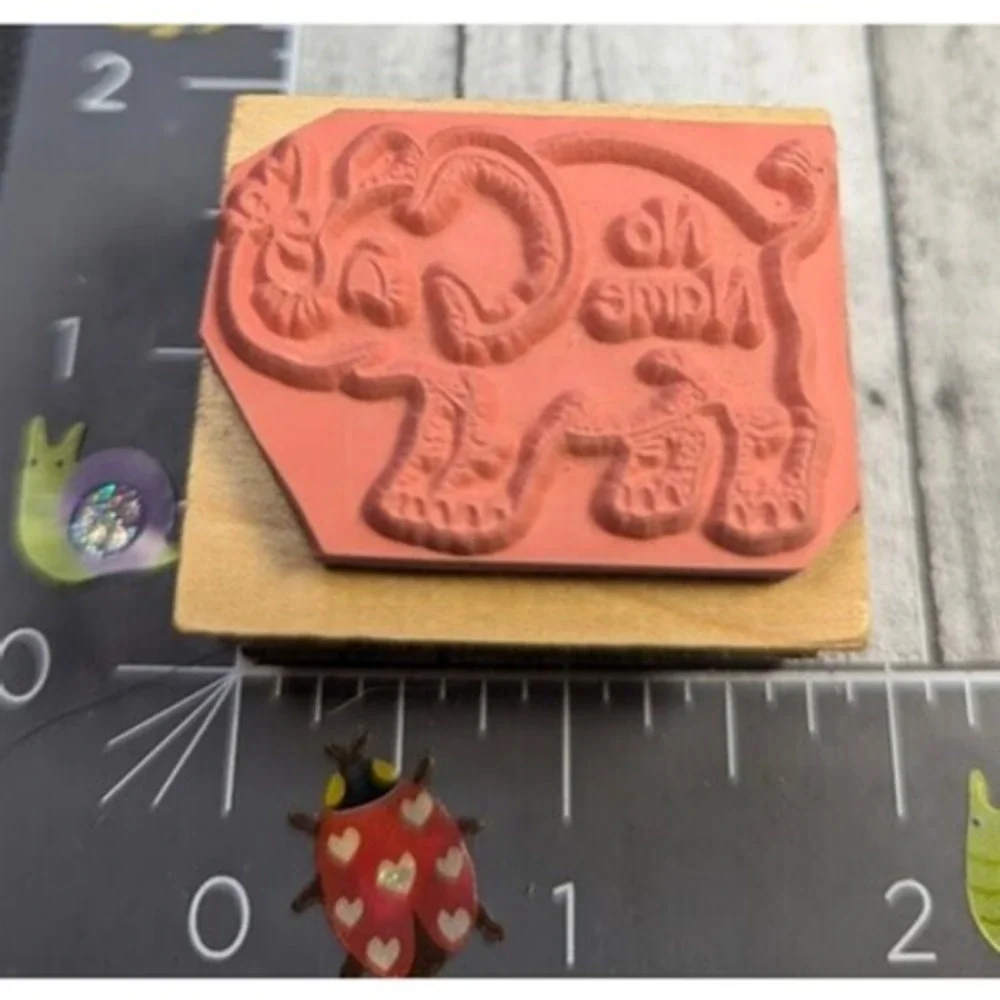 Inkadinkado No Name Elephant School Teacher Rubber Stamp Wood #A114
